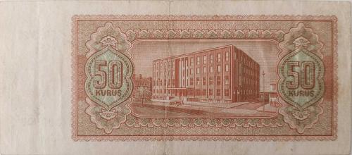 2.EMİSYON 1.TERTİP 50 KURUŞI SERİ B28 089807 NOLU NATÜREL KAĞIT PARA ÇOK ÇOK TEMİZ ÇOK NADİR