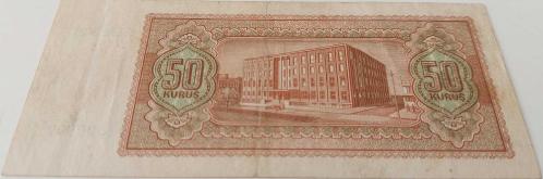 2.EMİSYON 1.TERTİP 50 KURUŞI SERİ B28 089807 NOLU NATÜREL KAĞIT PARA ÇOK ÇOK TEMİZ ÇOK NADİR