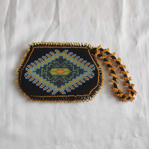 Cezaevi İşi Boncuk Örme Kilim Motifli Kadın Cüzdanı