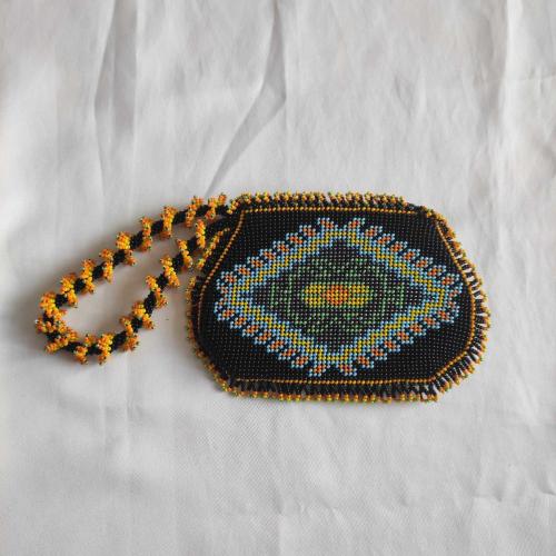 Cezaevi İşi Boncuk Örme Kilim Motifli Kadın Cüzdanı