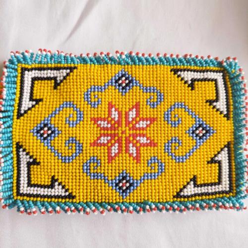 Cezaevi İşi Boncuk Örme Halı Deseni Motifli Kadın Cüzdanı -2