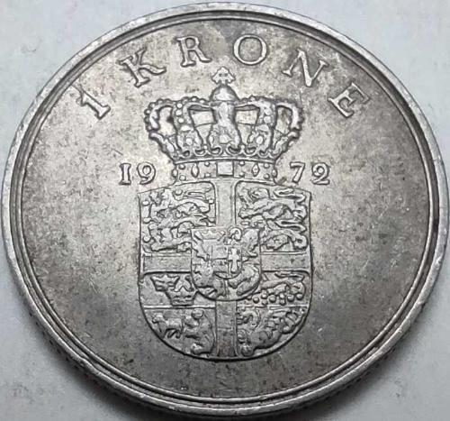 LOT.7 » Danimarka 1972 1 Krone Kral IX. Frederik Portreli Bakır-Nikel