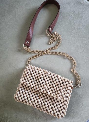 EL YAPIMI AHŞAP BONCUK ÇANTA