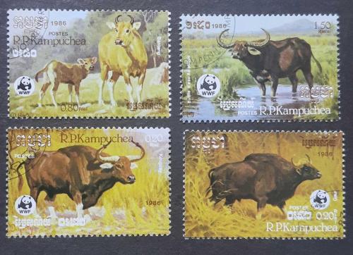 1986 WWF Dünya Doğal Yaşam Fonu Kamboçya Vahşi Hayvanlar   TAM SERİ  - DAMGALI Pul  -  YABANCI Posta Pulu - Pul Koleksiyonu
