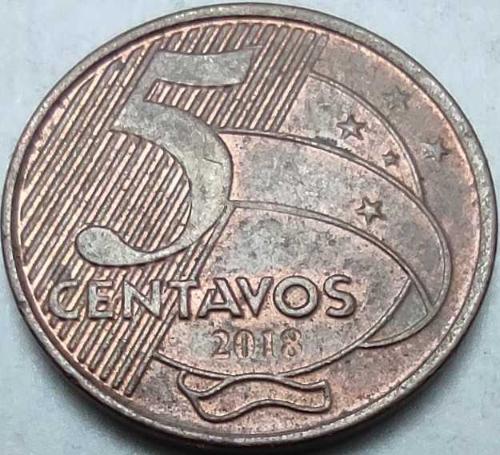 LOT.3 » Brezilya 2018 5 Centavos Tiradentes Portreli Bakır Kaplama Çelik