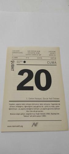 20 Şubat 2015-Orijinal Takvim Yaprağı-Doğum Günü-Söz,Nişan,Nikâh,Düğün ve Önemli Günler Hediyesi-Nesin Vakfı Takvimi-Bursa'ya sürgün gidiyor, sürgünde 4 ay 10 gün kalacak (1948). Nişantaşı'nda 