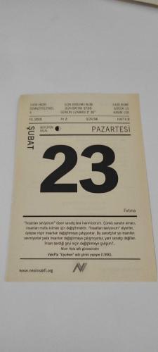23 Şubat 2015-Orijinal Takvim Yaprağı-Doğum Günü-Söz,Nişan,Nikâh,Düğün ve Önemli Günler Hediyesi-Nesin Vakfı Takvimi-Vakıf ta 