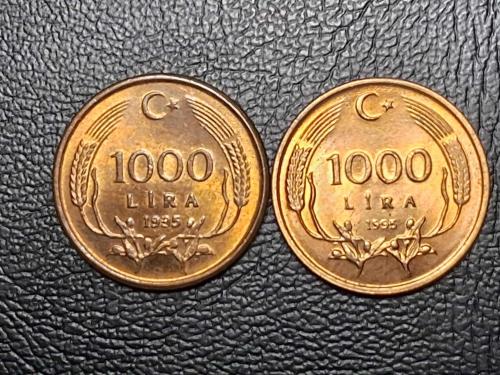 1995 YILINA AİT 1000 TÜRK LİRASI  KÜÇÜK BÜYÜK TARİH  2 Lİ SET ÇİL TCM 0743