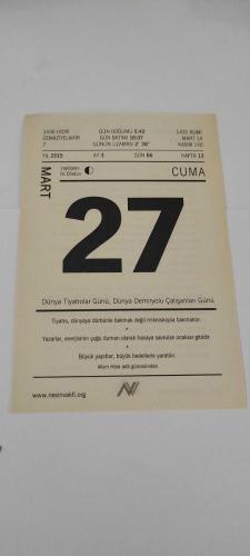 27 Mart 2015-Orijinal Takvim Yaprağı-Doğum Günü-Söz,Nişan,Nikâh,Düğün ve Önemli Günler Hediyesi-Nesin Vakfı Takvimi-Medeniyetin İlk Girişi-Aziz Nesin'in Büyük Grev adlı kitabından.