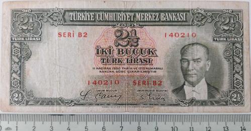 2.EMİSYON 1.TERTİP 2,5 İKİ BUÇUK TÜRK LİRASI SERİ B2 140210 NOLU NATÜREL ÇOK ÇOK TEMİZ KAĞIT PARA EN NADİRİ