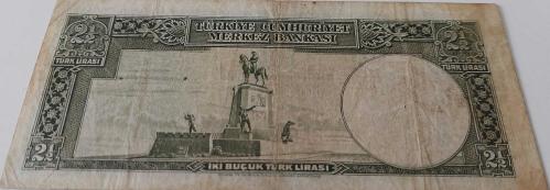 2.EMİSYON 1.TERTİP 2,5 İKİ BUÇUK TÜRK LİRASI SERİ B2 140210 NOLU NATÜREL ÇOK ÇOK TEMİZ KAĞIT PARA EN NADİRİ