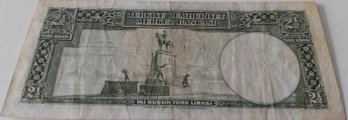 2.EMİSYON 1.TERTİP 2,5 İKİ BUÇUK TÜRK LİRASI SERİ B17 078309 NOLU NATÜREL ÇOK ÇOK TEMİZ KAĞIT PARA EN NADİRİ