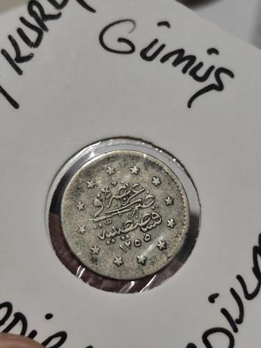 Sultan Abdülmecid 1255/12 Gümüş 1 Kuruş Nadir