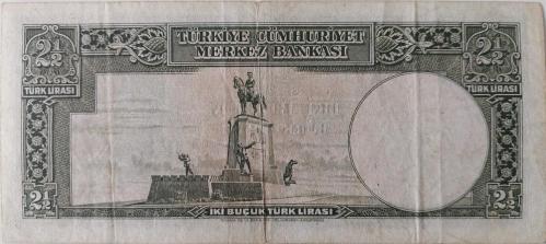 2.EMİSYON 1.TERTİP 2,5 İKİ BUÇUK TÜRK LİRASI SERİ A2 361045 NOLU NATÜREL ÇOK ÇOK TEMİZ KAĞIT PARA EN NADİRİ