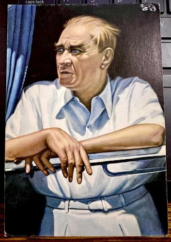 Atatürk çizim Eski Kartpostal keskin color