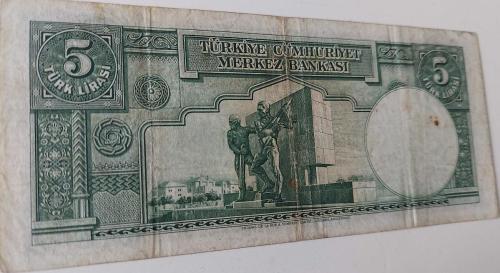 2.EMİSYON 1.TERTİP 5 BEŞ TÜRK LİRASI SERİ A15 97684 NOLU NATÜREL KAĞIT PARA EN NADİRİ