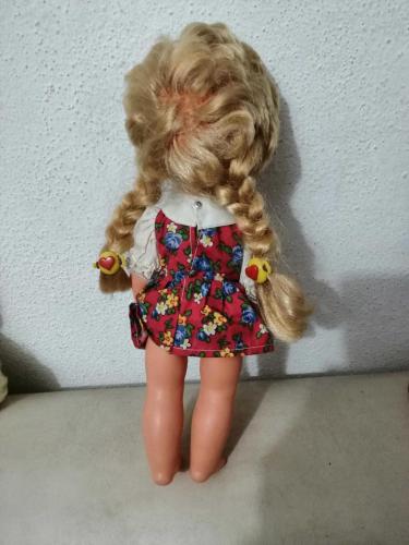 NUMARALI ÇOK ESKİ BEBEK ÖRGÜLÜ SARI SAÇLI UYUR KUSURSUZ BEBEK FIRÇA KİRPİKLİ 32 CM ÇOK GÜZEL
