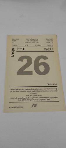 26 Nisan 2015-Orijinal Takvim Yaprağı-Doğum Günü-Söz,Nişan,Nikâh,Düğün ve Önemli Günler Hediyesi-Nesin Vakfı Takvimi-Medet'in 2. sayısı çıkıyor, M. Demiray sahibi ve yazişleri müdürü, kurucusu Aziz Nesin (1940). Bükreş'te 
