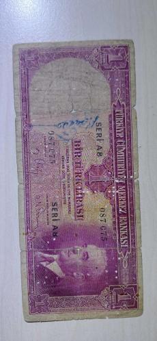 2. EMİSYON İNÖNÜ 1 LİRA PERFORE (MERKEZ BANKASI İPTALLİ) COK TEMİZ