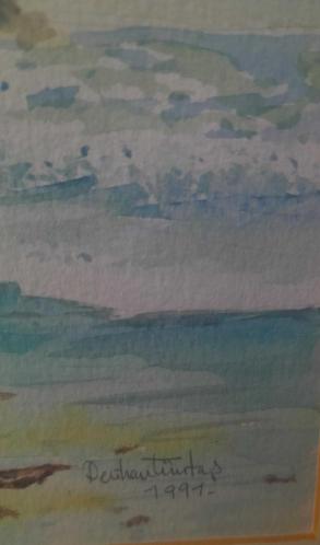 RESSAM PERİHAN TUMTAŞ KARTON ÜZERİ SULU BOYA TABLOSU