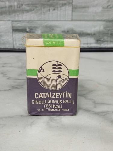 Antika Koleksiyonluk Nadir Çatalzeytin Ginolu Gümüş Balık Festivali Sigarası - Açılmamış Sigara Paketi