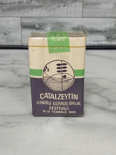 Antika Koleksiyonluk Nadir Çatalzeytin Ginolu Gümüş Balık Festivali Sigarası - Açılmamış Sigara Paketi