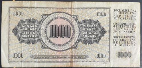 YUGOSLAVYA  1000 DİNAR 1981 TEMİZ  KAĞIT  PARA