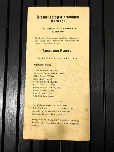 LOT.1 » İstanbul Fotoğraf Amatörleri Derneği 1974 | Ulusal Sanat Fotoğrafı Yarışması | Orijinal Broşür