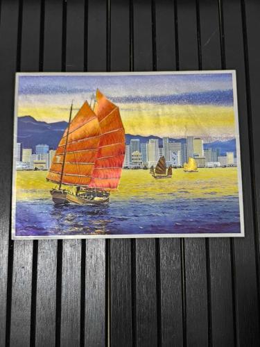 LOT.2 » DUFEX Prints 1995 | Yelkenli & Şehir Manzarası | İngiltere Baskı Dekoratif Kart / Print