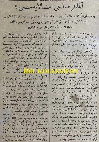 Osmanlıca Peyam-ı Sabah Gazetesi, Orijinal Dönem Basım, (Ottoman Newspaper) - 23 Haziran 1919 - Sayı: 181 - Hicri: 24 Ramazan 1337 - Rumi: 10 Haziran 1338 - Rumi: 23 Haziran 1335 - Alman Gazeteleri Sulhun İmzalanacağını Muhakkak Addediyorlar - Nurettin Bey Polis Müdürü Oldu - 'Vilayat-ı Arabiye' Reşat Hikmet - Murahhaslarımız Hakkında Avrupa Matbuatı Ne Diyor? - Almanlar Sulhu İmzalayacak mı? - Paris Matbuatı Almanlar Hakkında Ne Diyor? Alman Gazetelerinin Ekserisi Muahede-i Sulhiyenin İmzalanmasını Muhakkak Gibi Telakki Ediyor - Yeni Alman Kabinesi - Alman Sahillerinin Üzerinde İngilz Kabil-i Sevk Balonları - Dahiliye Nazırı'nın Tamimi - Milli Şirketler Meselesi