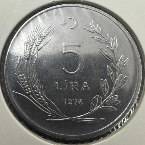 Türkiye 5 Lira 1976. Karton Kapamasında.