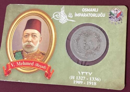 V. Mehmed Reşad nikel 40 para hicri 1327 6.15 gr ÖZEL KİTİNDE