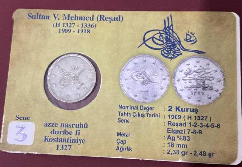 SULTAN V. MEHMED REŞAD 2 KURUŞ GÜMÜŞ