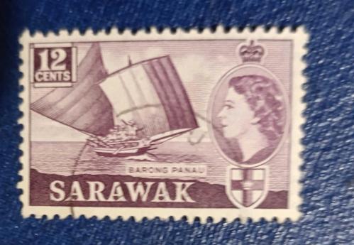 İngiliz Sömürgesi Malezya Sarawak_ damgalı pul