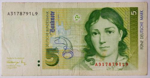 5 Alman Markı Fünf Deutsche Mark 1991..