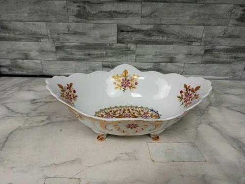 Antika Formunda, Altın Yaldızlı ve Floral Motifli Avrupa Porselen Sunumluk