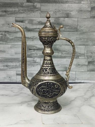 Eskilerden Antika Değerinde Osmanlı Tuğralı ve Muazzam Kalem İşçilikli Bakır İbrik