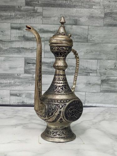 Eskilerden Antika Değerinde Osmanlı Tuğralı ve Muazzam Kalem İşçilikli Bakır İbrik