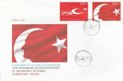 1998 Cumhuriyet'in 75. Kuruluş Yıldönümü FDC