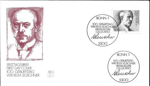 1990 Almanya Siyasetçi Wilhelm Leuschner FDC Numaralı