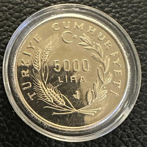 Türkiye 5000 Lira, 1992 Barış ve Uyumun 500. Yıldönümü - Türk Yahudileri. Proof Baskı. 20.000 Adet Basım.