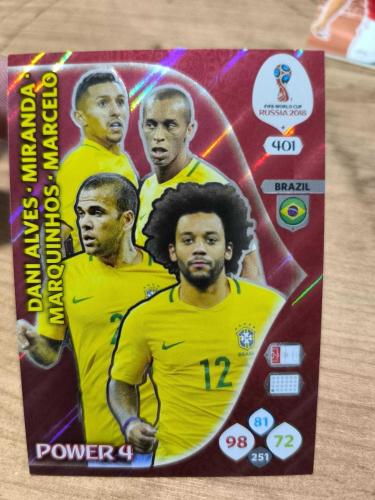 PANİNİ COLLECTOR'S FIFA WORLD CUP RUSSIA 2018 DANI ALVES MIRANDA MARQUİNHOS MARCELO POWER 4