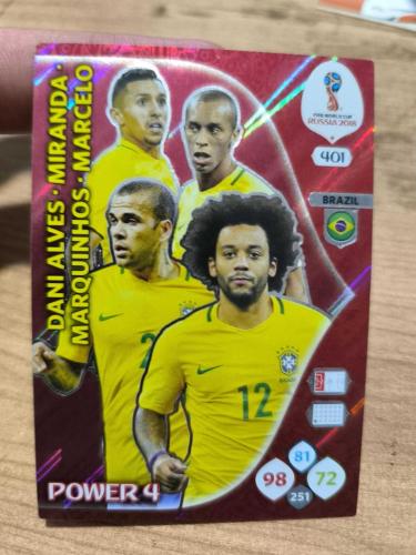 PANİNİ COLLECTOR'S FIFA WORLD CUP RUSSIA 2018 DANI ALVES MIRANDA MARQUİNHOS MARCELO POWER 4