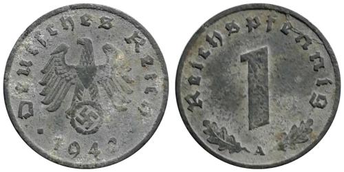 Almanya 1942 Yılı 1 Pfennig ÇT (+)
