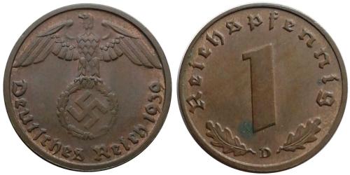 Almanya 1939 Yılı 1 Pfennig ÇÇT (+)