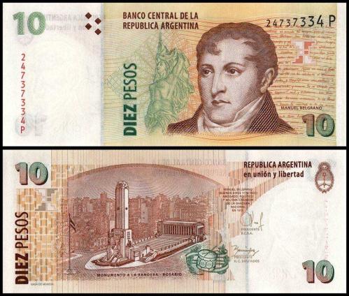 Arjantin 10 Pesos Yabancı Kağıt Para Çil (Unc) Koleksiyon Para