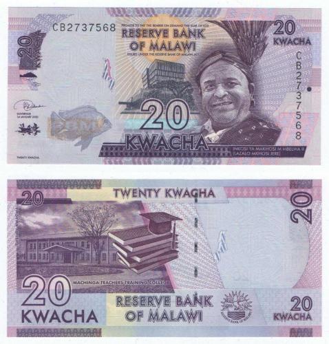 Malavi 2020 Yılı 20 Kwacha  ÇİL