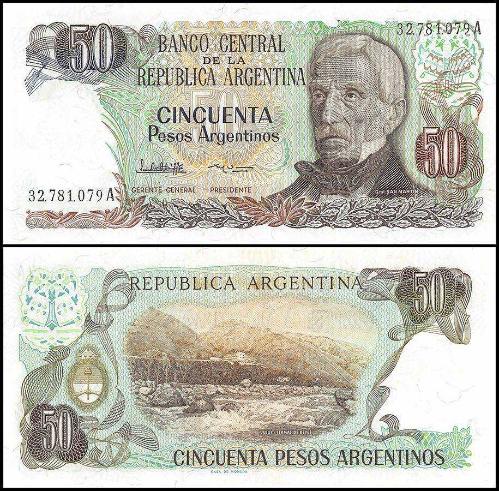 Arjantin 1983-85 Yılı 50 Pesos Kağıt Para Çil ( Unc ) Koleksiyon Para