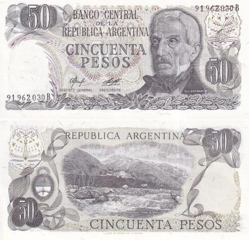 Arjantin 1976 Yılı 50 Pesos Kağıt Para Çil ( Unc ) Koleksiyon Para