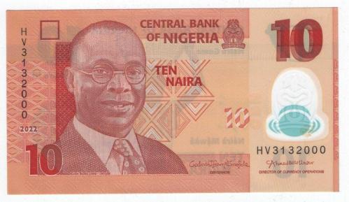 Nijerya 2022 Yılı 10 Naira ÇİL (Polimer)